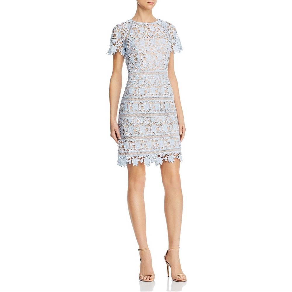 ELIZA J Floral Guipure-Lace Blue Dress